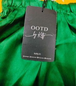 Green Halter Neck Satin Blouse