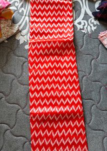 Red &amp; White Patterned Saree