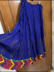 Blue Ethnic Skirt/Lehenga with Colorful Border