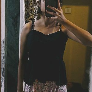 Black Peplum Tank Top