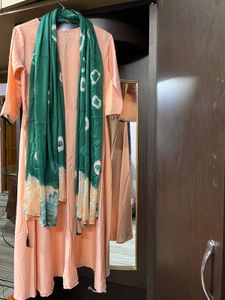 Peach Angrakha Kurti with Dupatta