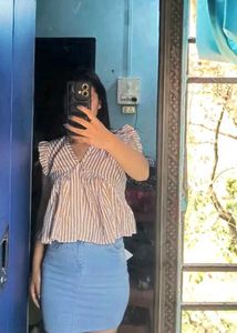 Striped Ruffle Sleeve Top