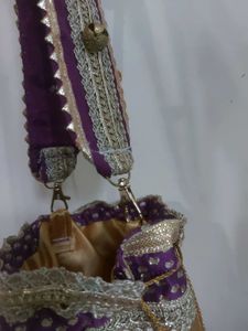 Purple &amp; Gold Embellished Potli bag