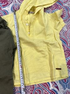 Boys Yellow Hoodie Tee and Cargo Pants Set
