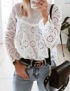 Zara Embroidered Eyelet Top