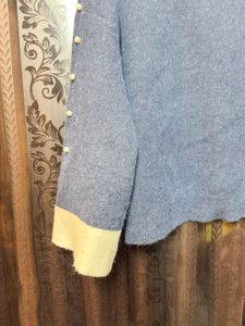 Blue Pearl Detail Turtleneck Sweater