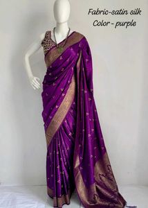 New Women Satin Silk Sarees