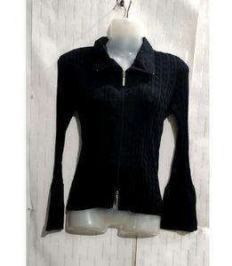 Black Zipper Top For Women's