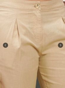 Pleated Beige Casual Pants