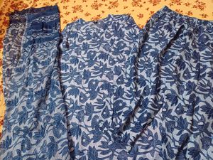Blue Floral Kurta Set