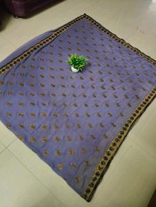 Elegant Grey Sequence Sari
