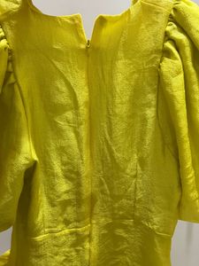 Women Yellow baloon sleeves Designer dress