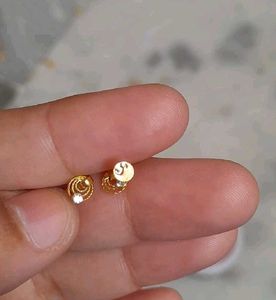 Gold Circle Stud Earrings