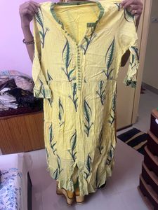 Yellow Printed Kurta