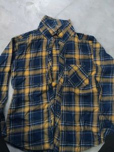 Blue & Yellow Plaid Flannel Shirt