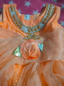Peach Dress with Lace &amp; Flower