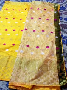 Yellow Polka Dot Saree