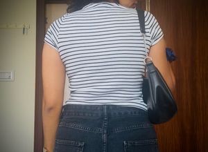 🌼Affordable!!!! Black-White Trends Crop Top