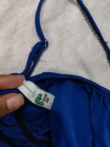 Blue Ruched Mini Dress