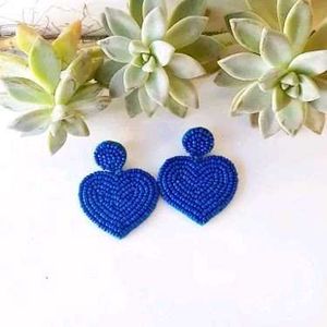 Heart Beaded Earrings💚
