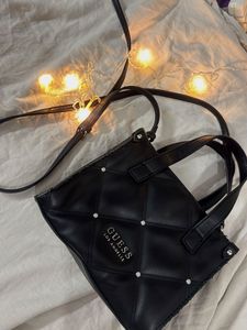 Guess Black Quilted Satchel Bag