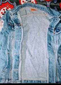 Distressed Denim Jacket Size Medium