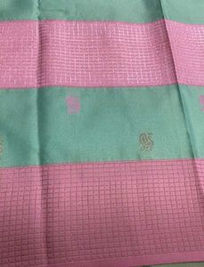 New Green &amp; Pink Semi Kanchi Saree