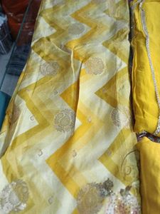 Yellow Printed Salwar Suit Material