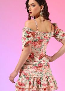 Floral Printed Shoulder Straps Sheath Dress
