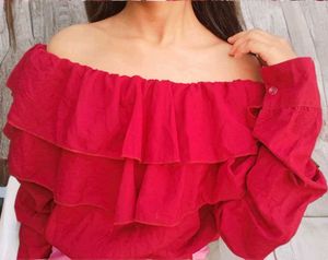 Red Ruffle Off-Shoulder Top