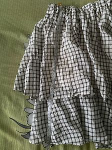 Checkered Ruffle Mini Skirt
