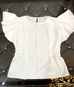 White Flutter Sleeve Top