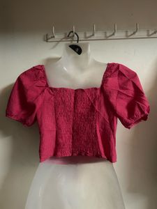 Cute Pink Gingham Crop Top