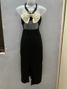Korean Sexy Sleeveless Black Bow Dress