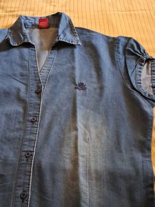 Denim Button-Down Top
