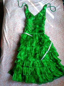 Beautiful Party Wear Green Dress, Size - Small