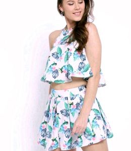 Tropical Print Two-Piece Set