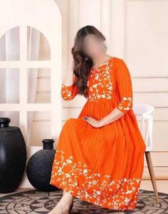 Elegant Orange Printed Kurta 4XL