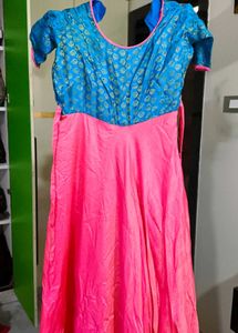 Banarasi Blue And Pink Gown🩷