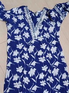Blue Cotton Kurti Pyjami