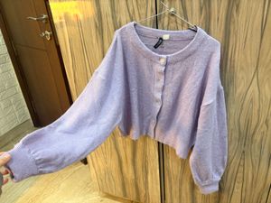 Lavender Button-Up Cardigan