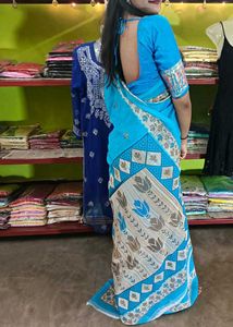 Blue Chiffon Saree