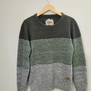 Roadster Co Men Grey GreenColourblocked Pullover