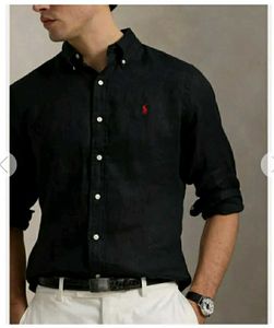 FINAL PRICE NEW Ralph Lauren Black Linen Shirt