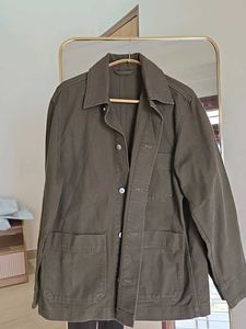 H&amp;M Mens Collection | Khakhi Green Canvas Shacket