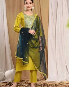Elegant Green & Blue Embroidered Salwar Kameez