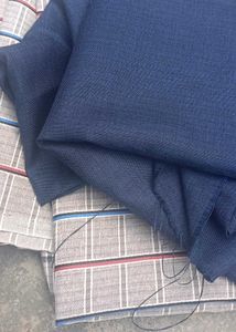 पैंट शर्ट Fabric Material for man- Blue & White Ch