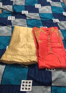 Elegant Embroidered Kurta with Skirt