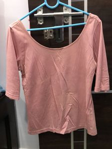 Pink Deep Boat Neck Top