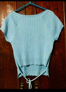 Blue Ribbed top for women